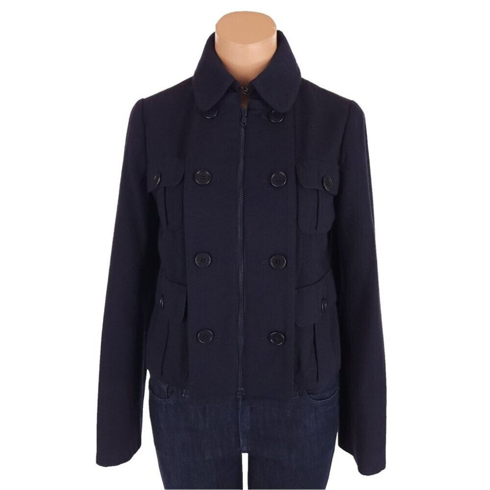 Aspesi Wool Blend Cropped Jacket Size 40 US S Womens Navy $740